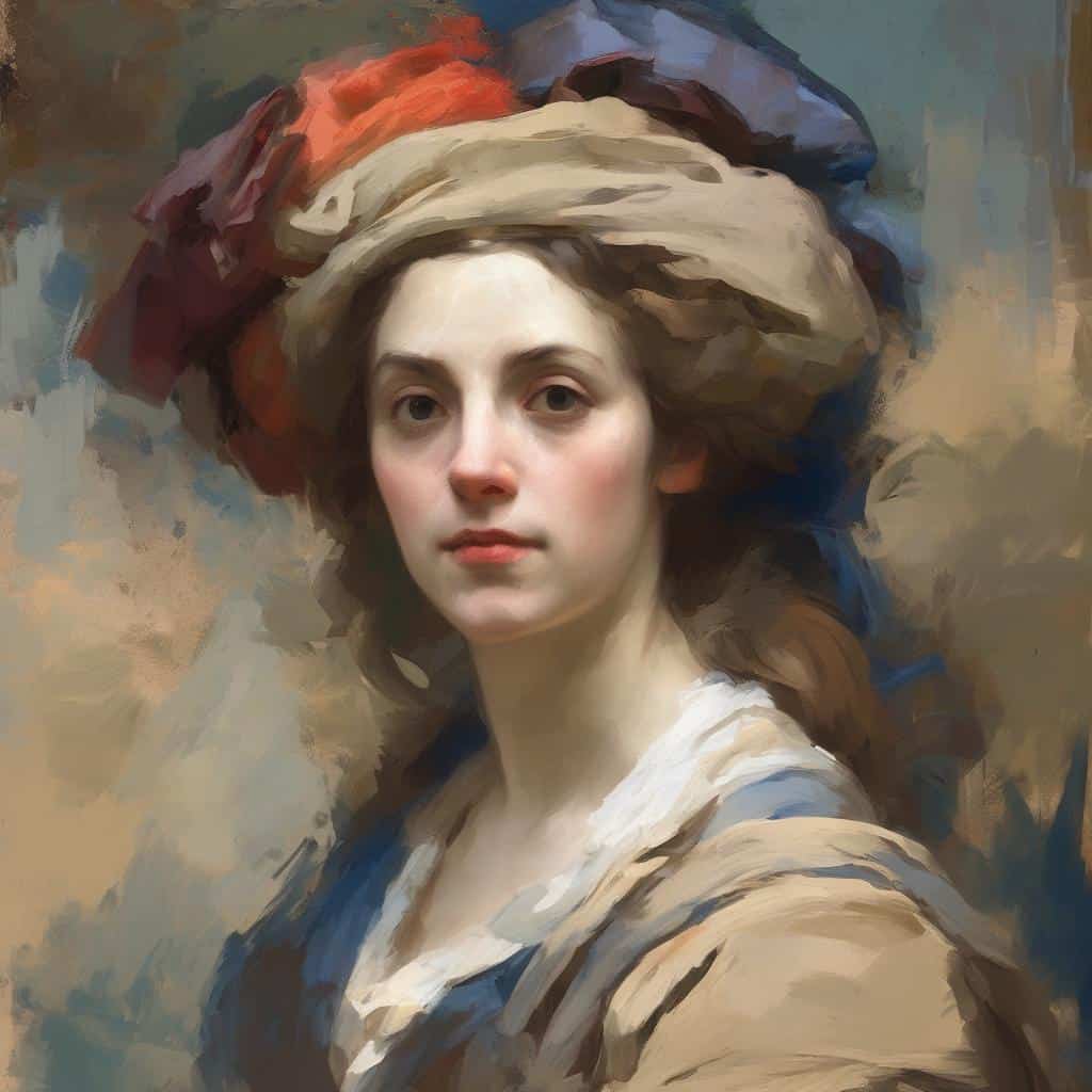 Ορεκτική πορτραίτο σύγχρονης τέχνης με δυναμική έκφραση και μοντέρνα αισθητική.